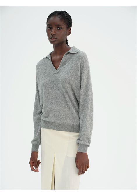 polo super fine cashmere donna grigia AURALEE | A25SP04SCTOP GRAY